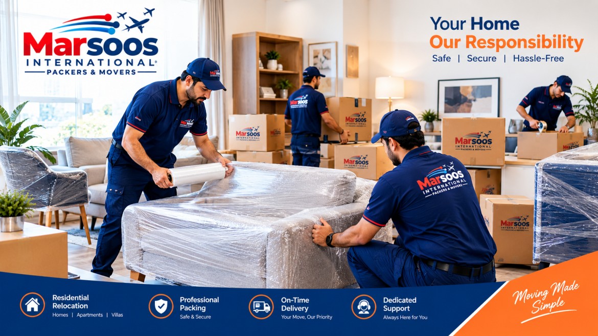 Household moving services with safe packing