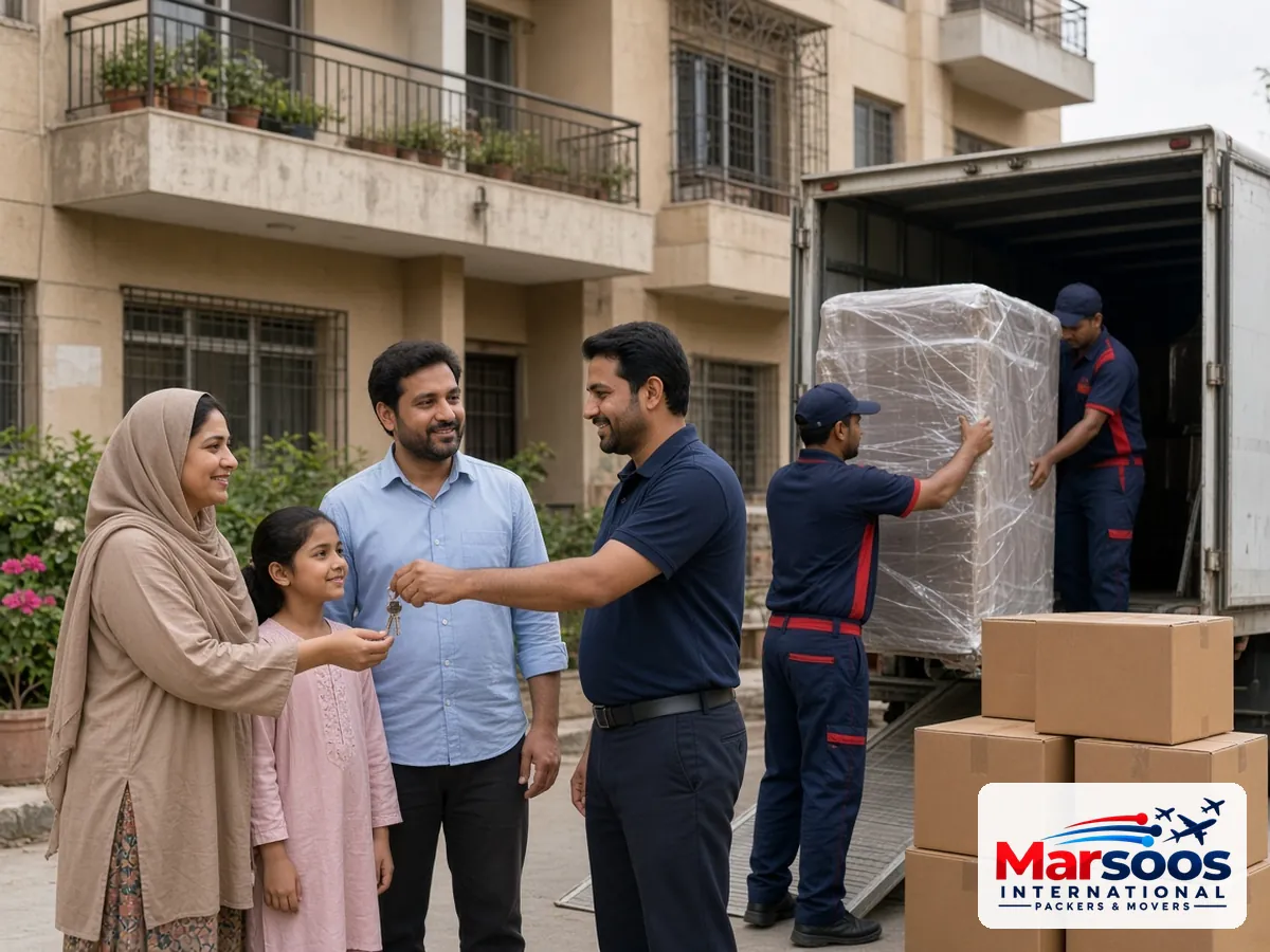 Karachi house move with extra cartons set aside for storage